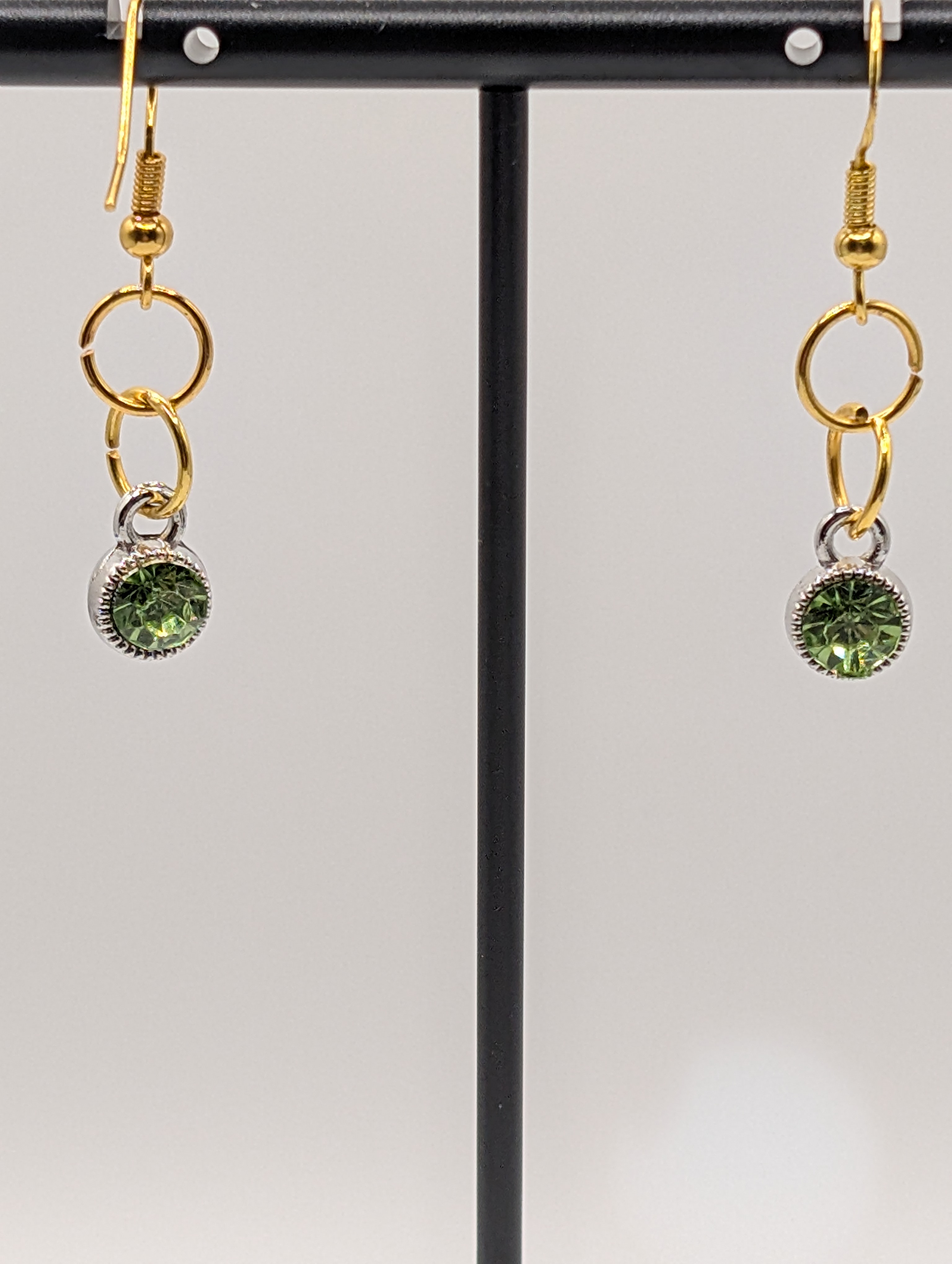 Green Gem Gold Hoops